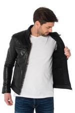 Black lambskin leather jacket - Image n°5