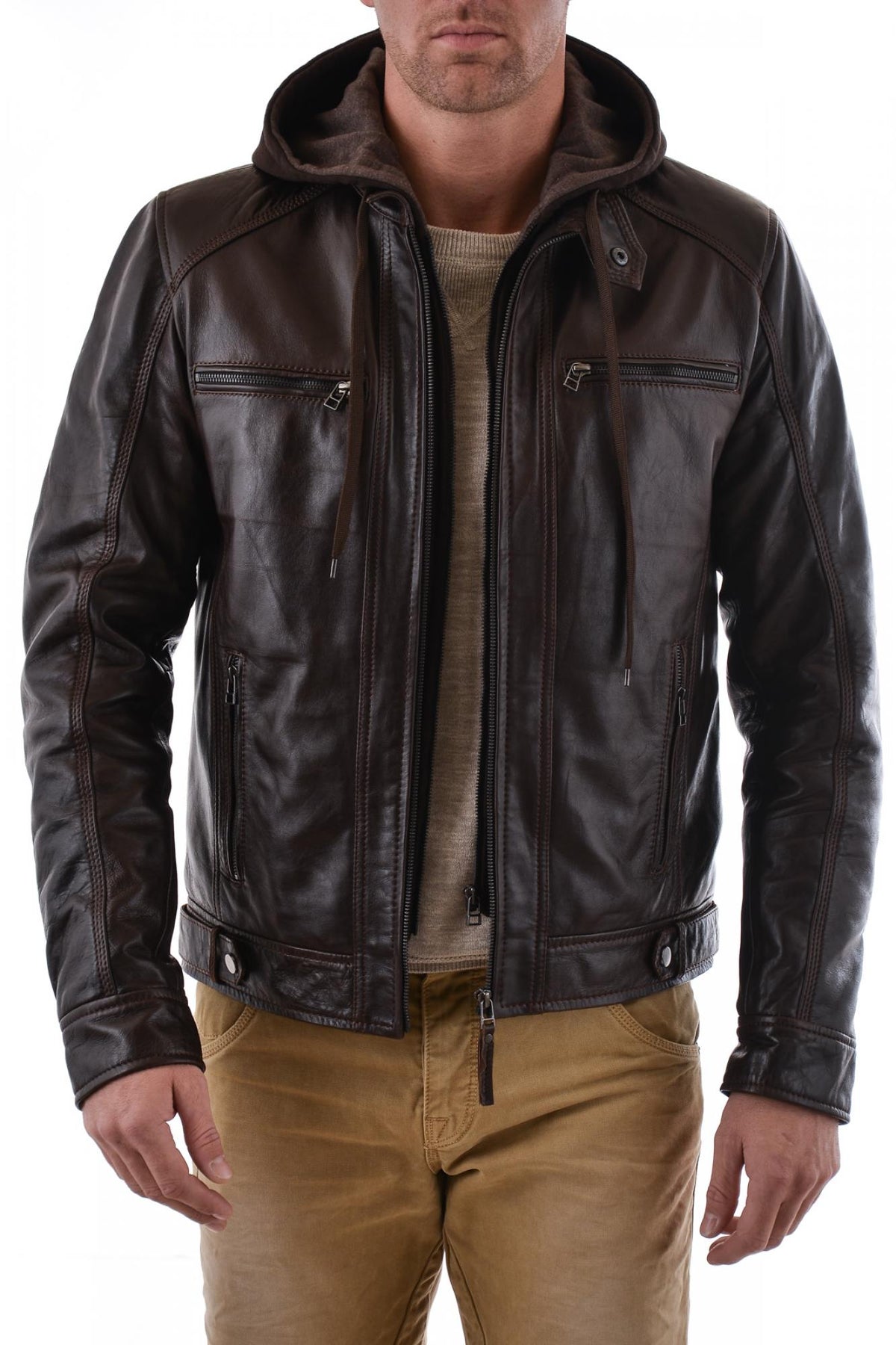 Serge Pariente jacket in brown lambskin - Image n°1