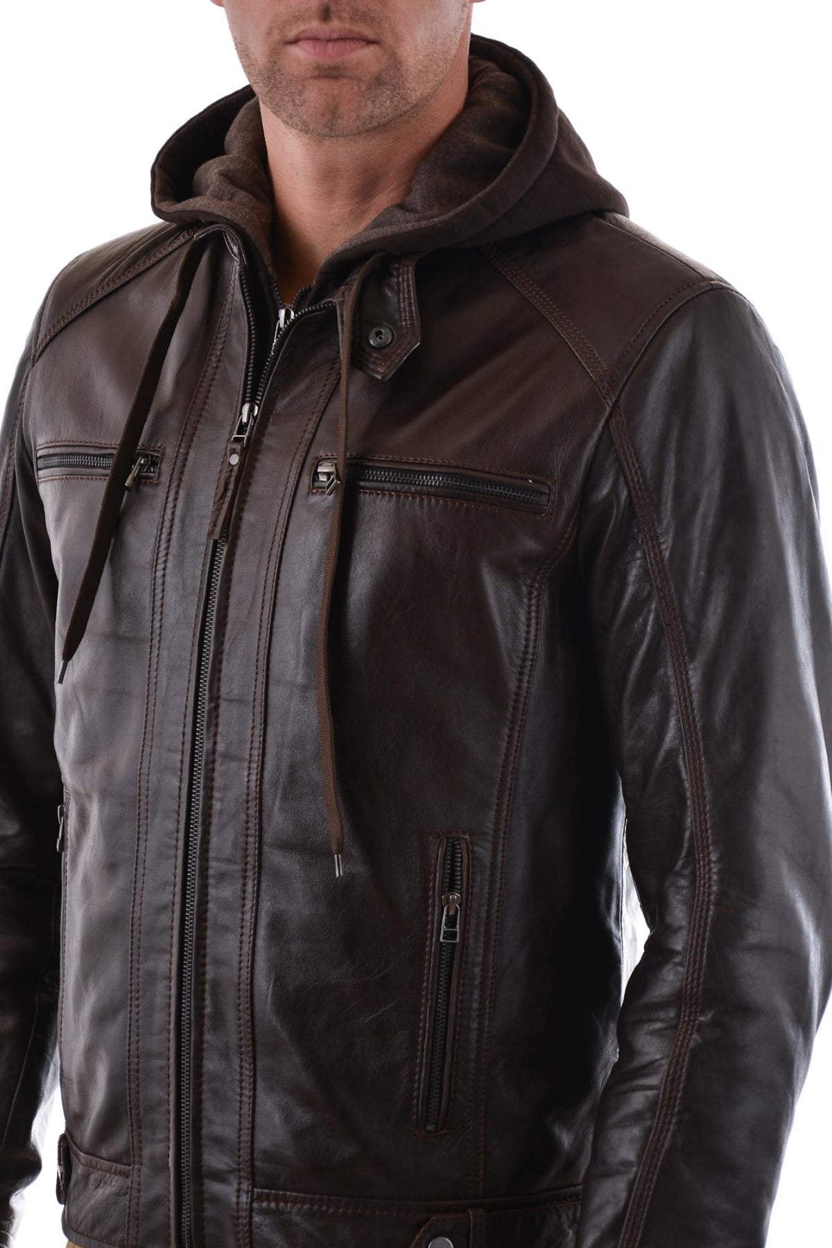 Serge Pariente jacket in brown lambskin - Image n°2