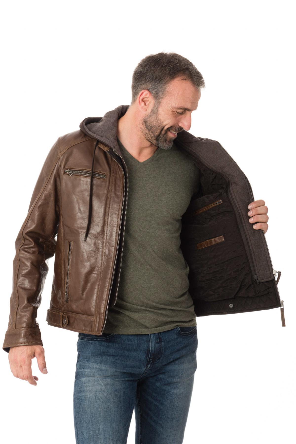 Serge Pariente jacket in brown leather - Image n°7