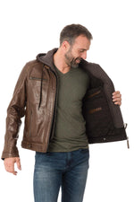 Serge Pariente jacket in brown leather - Image n°7