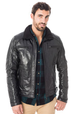 Serge Pariente jacket in black buffalo leather - Image n°3
