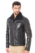 Serge Pariente jacket in black buffalo leather - Image n°1