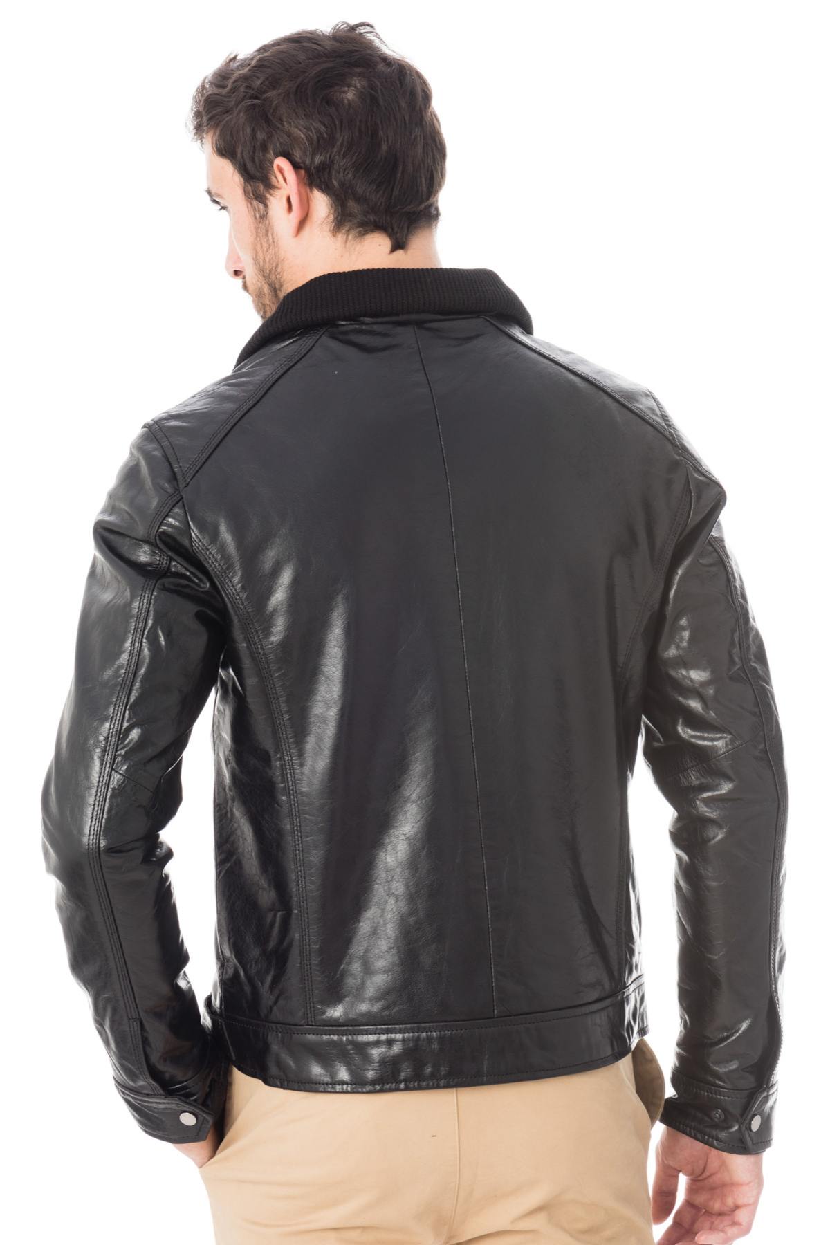 Serge Pariente jacket in black buffalo leather - Image n°5