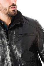 Serge Pariente jacket in black buffalo leather - Image n°6