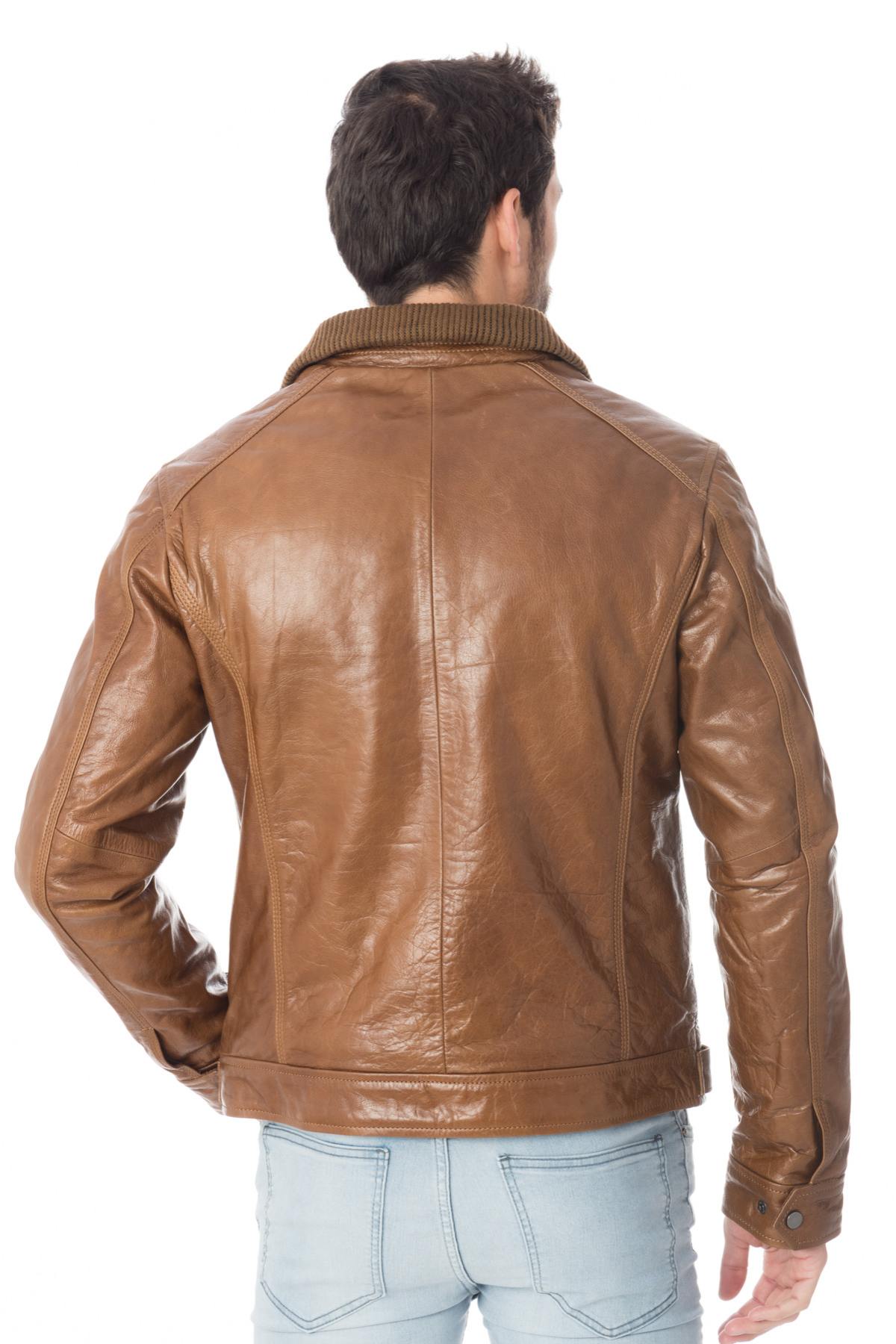 Serge Pariente jacket in oxblood buffalo leather - Image n°5