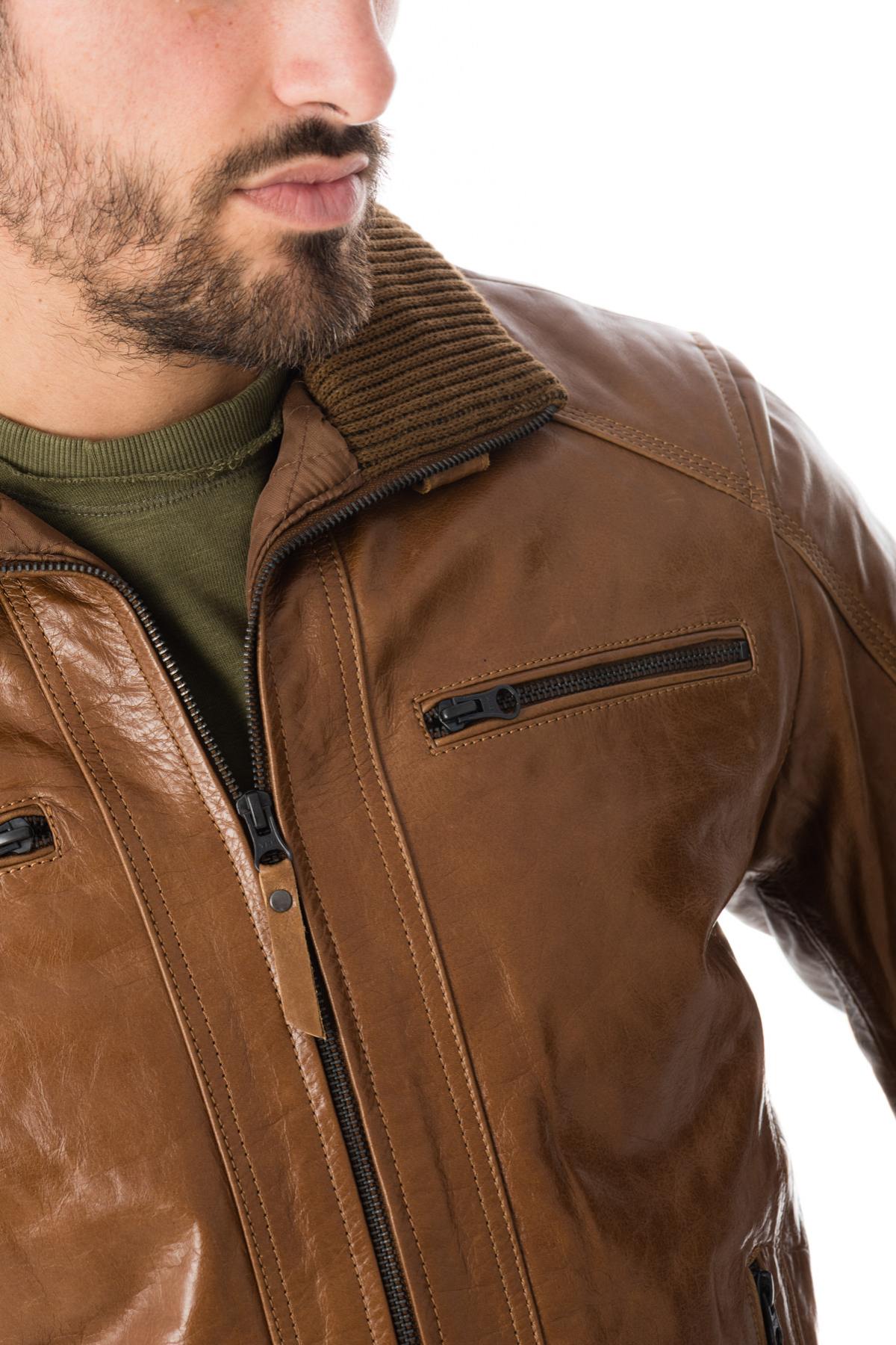 Serge Pariente jacket in oxblood buffalo leather - Image n°6