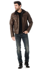 High-collar buffalo leather jacket - Image n°2