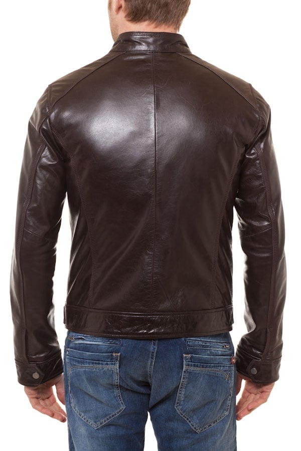 Men's Brown Leather Jacket Serge Pariente - Image n°5