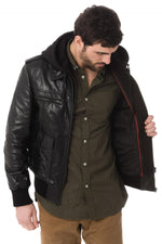 Men's leather jacket Black Serge Pariente - Image n°4