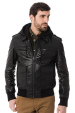 Men's leather jacket Black Serge Pariente - Image n°1