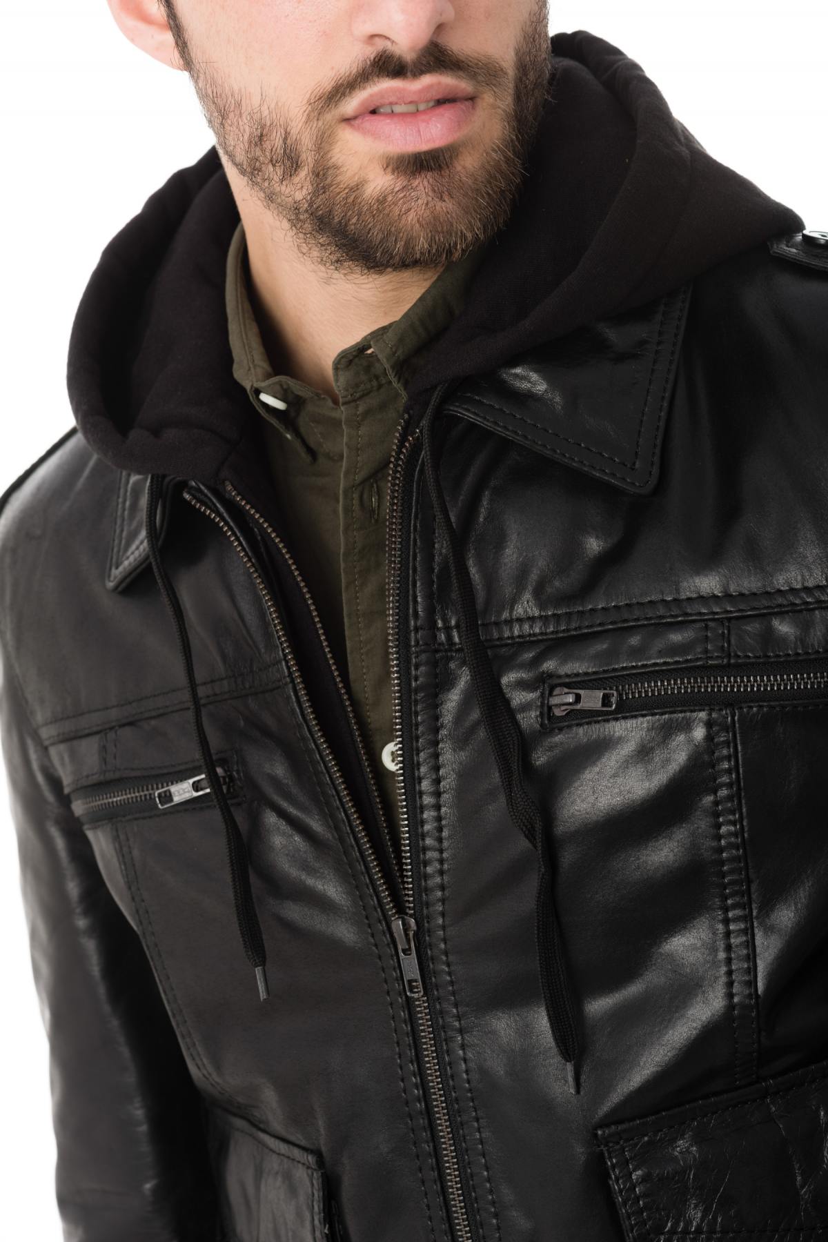 Men's leather jacket Black Serge Pariente - Image n°7