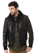 Men's leather jacket Black Serge Pariente - Image n°5