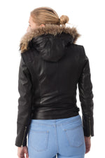  Leather jacket with fur hood - Image n°5
