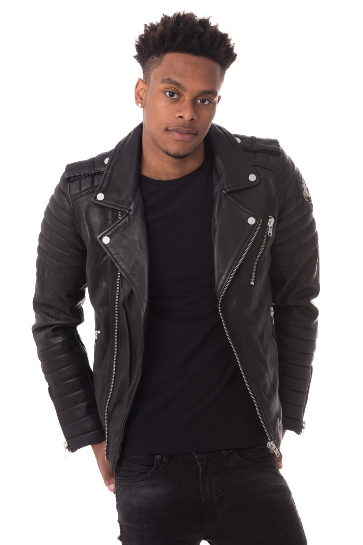 Serge Pariente men's black bear pattern jacket - Image n°1