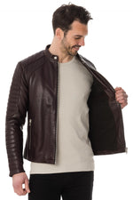 Dark burgundy men's fashion leather - Image n°4