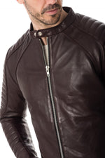 Dark burgundy men's fashion leather - Image n°6