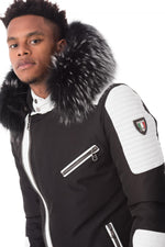 Ventiuno down jacket for men, black/white, silver collar - Image n°8