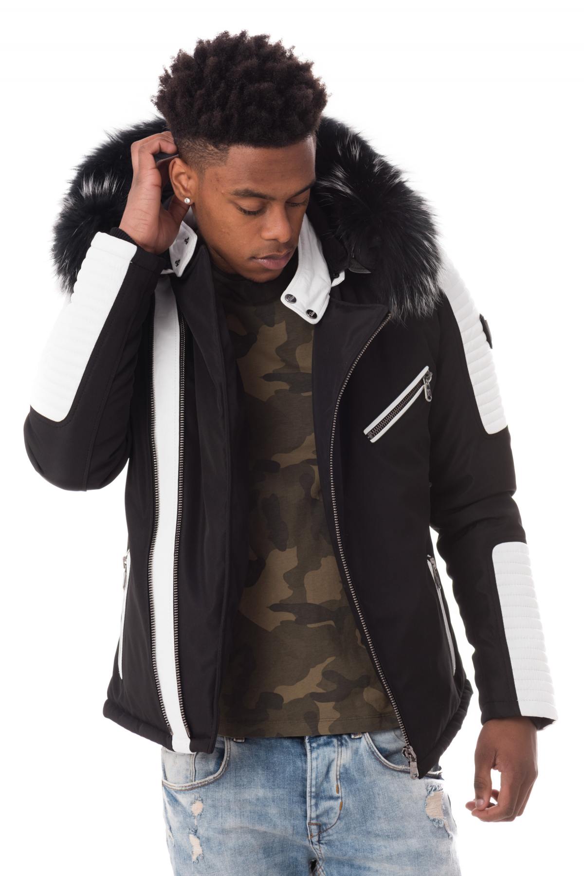 Ventiuno down jacket for men, black/white, silver collar - Image n°5