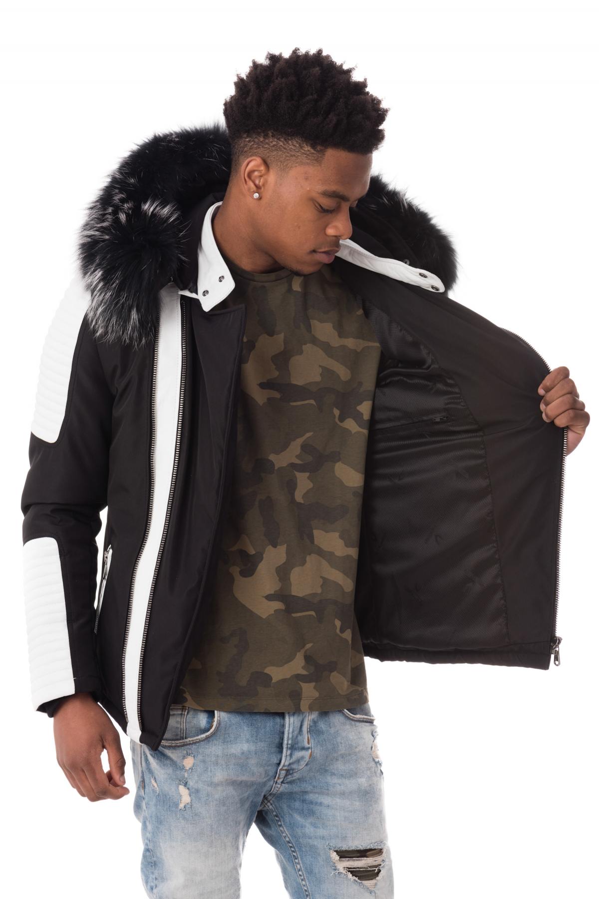 Ventiuno down jacket for men, black/white, silver collar - Image n°6