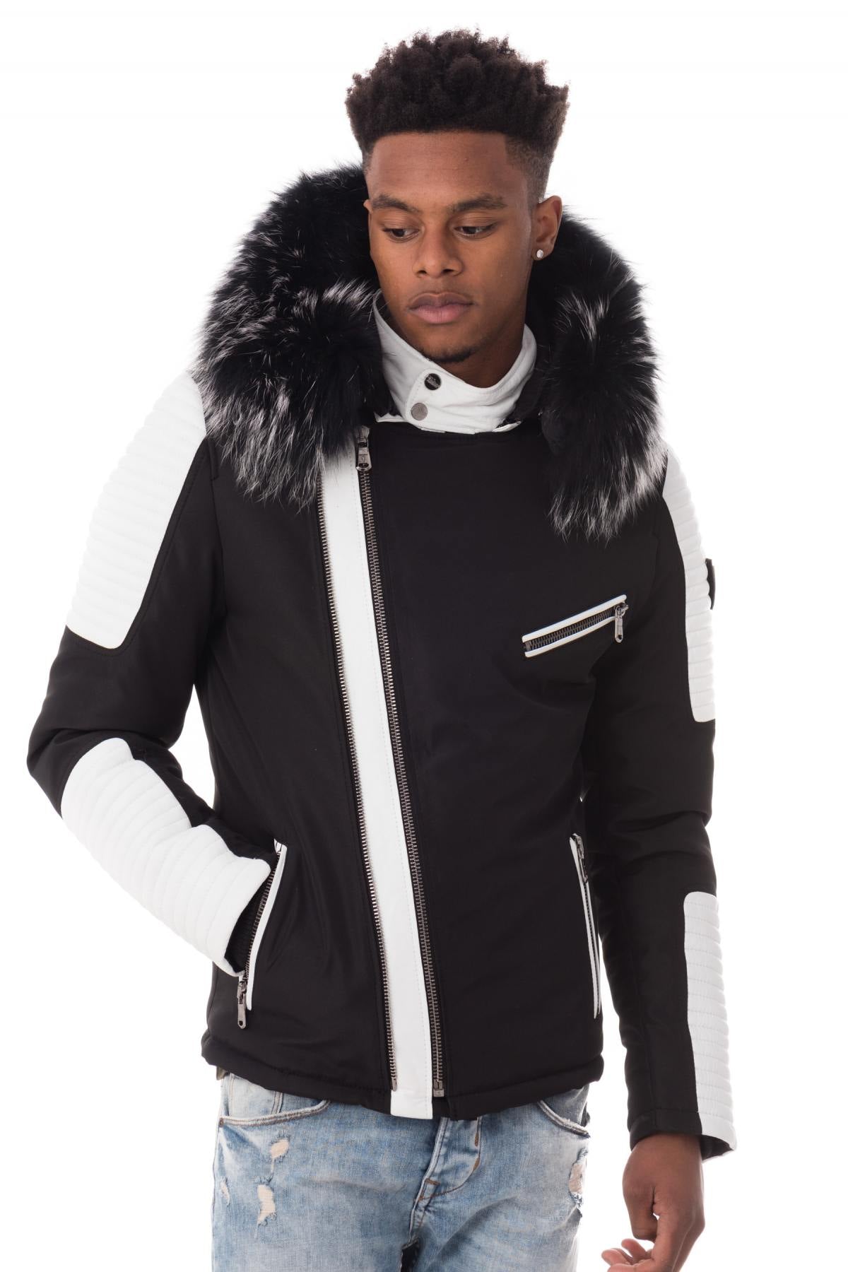 Ventiuno down jacket for men, black/white, silver collar - Image n°3