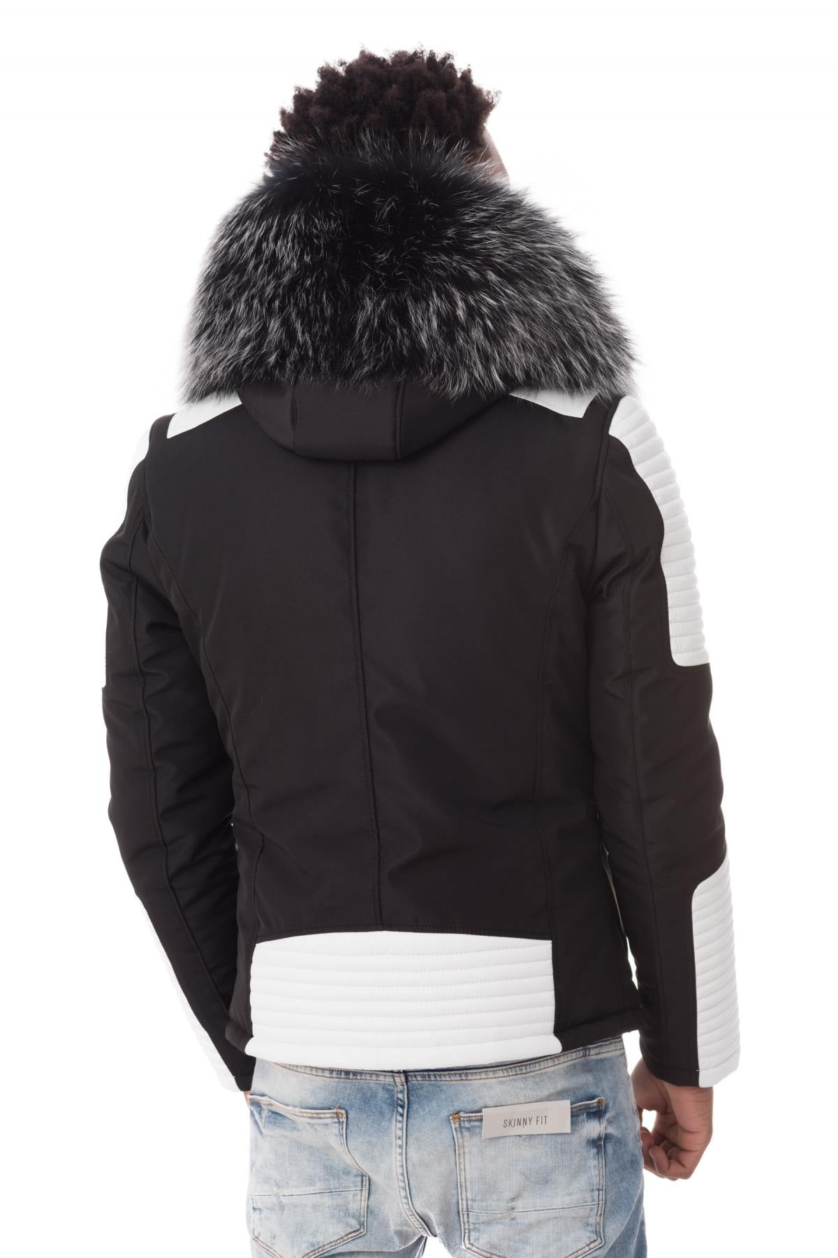 Ventiuno down jacket for men, black/white, silver collar - Image n°7