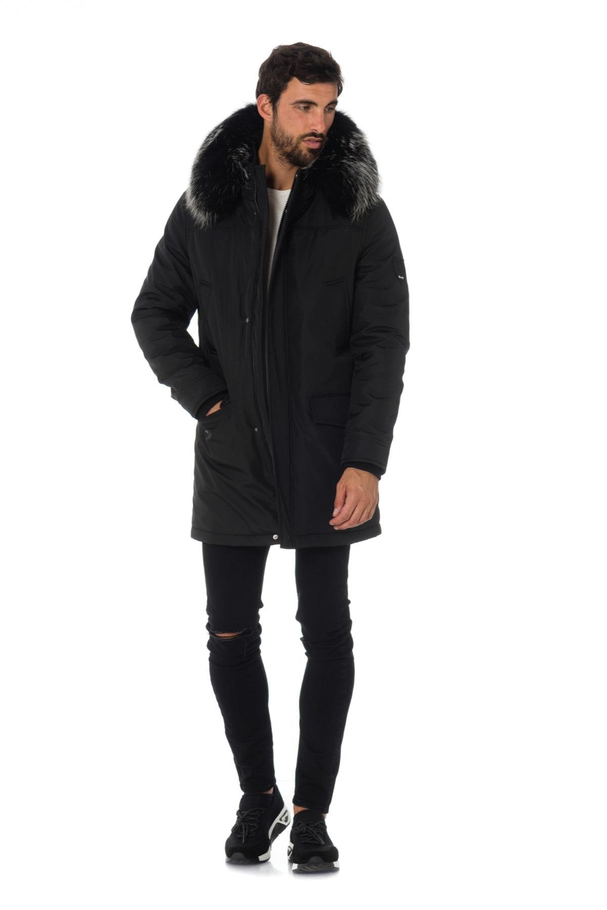 Men's parka with silver fur - Image n°2