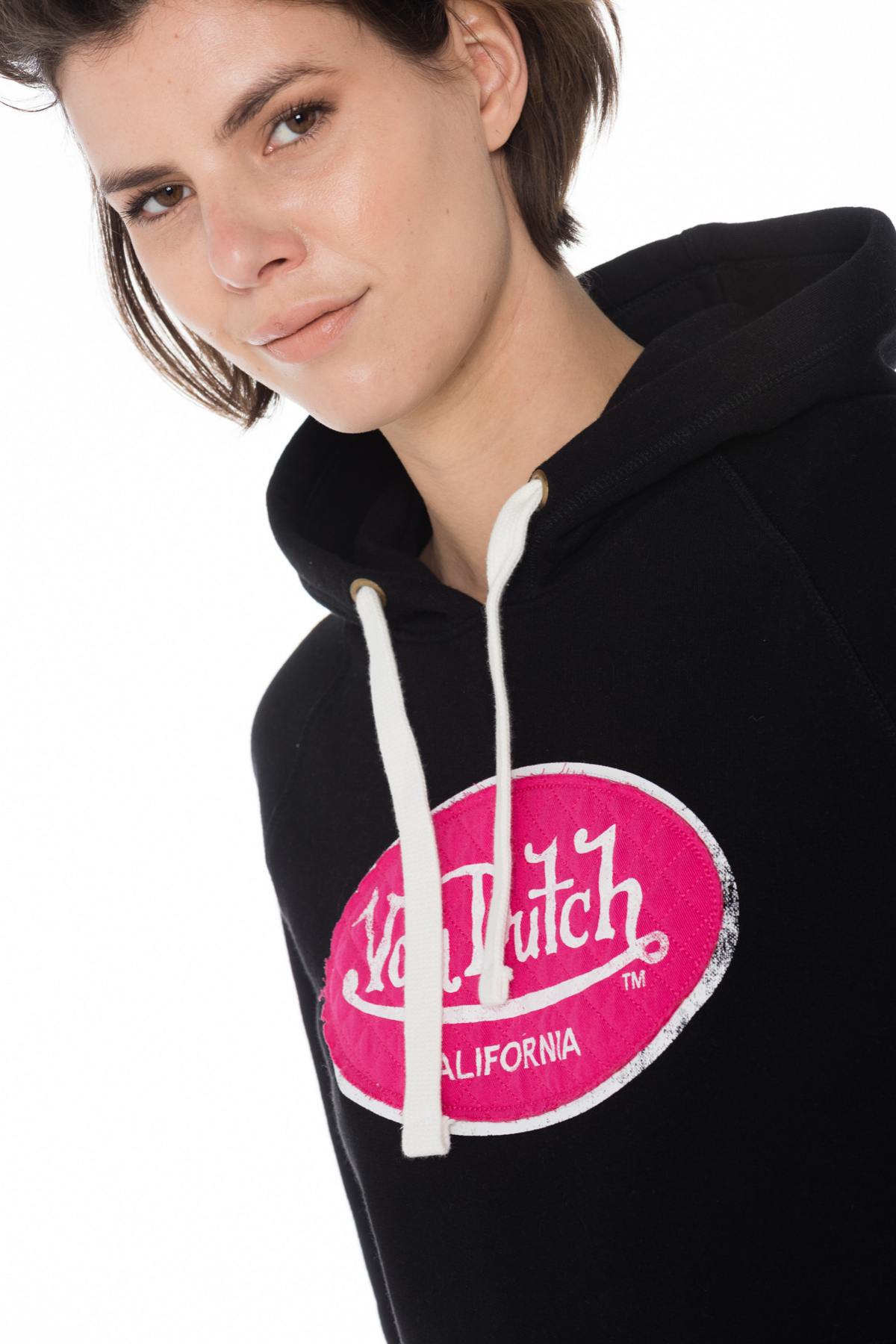 Women's black hoodie with pink patch - Image n°5