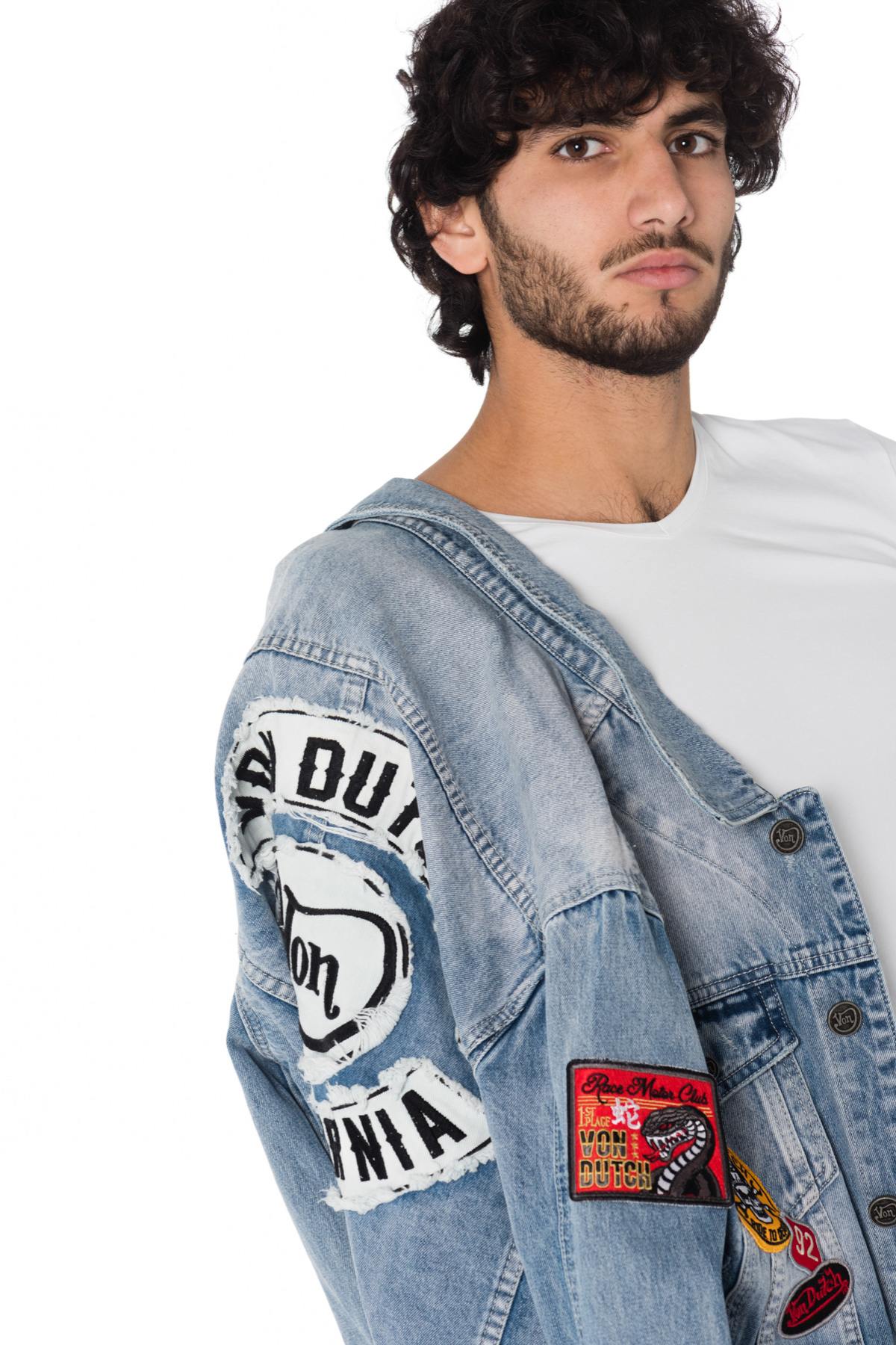 Blue denim jacket with Von Dutch patches - Image n°5
