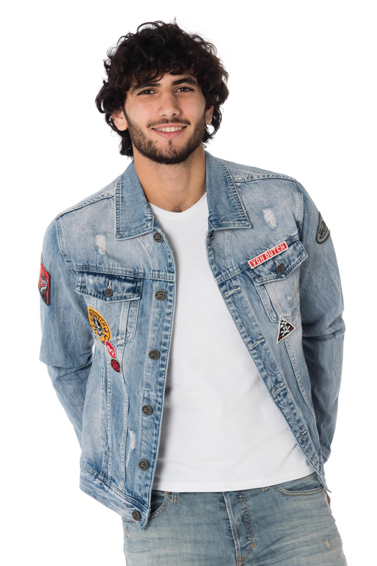 Blue denim jacket with Von Dutch patches - Image n°4