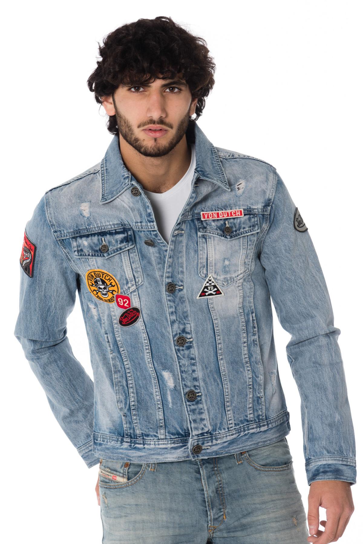 Blue denim jacket with Von Dutch patches - Image n°1