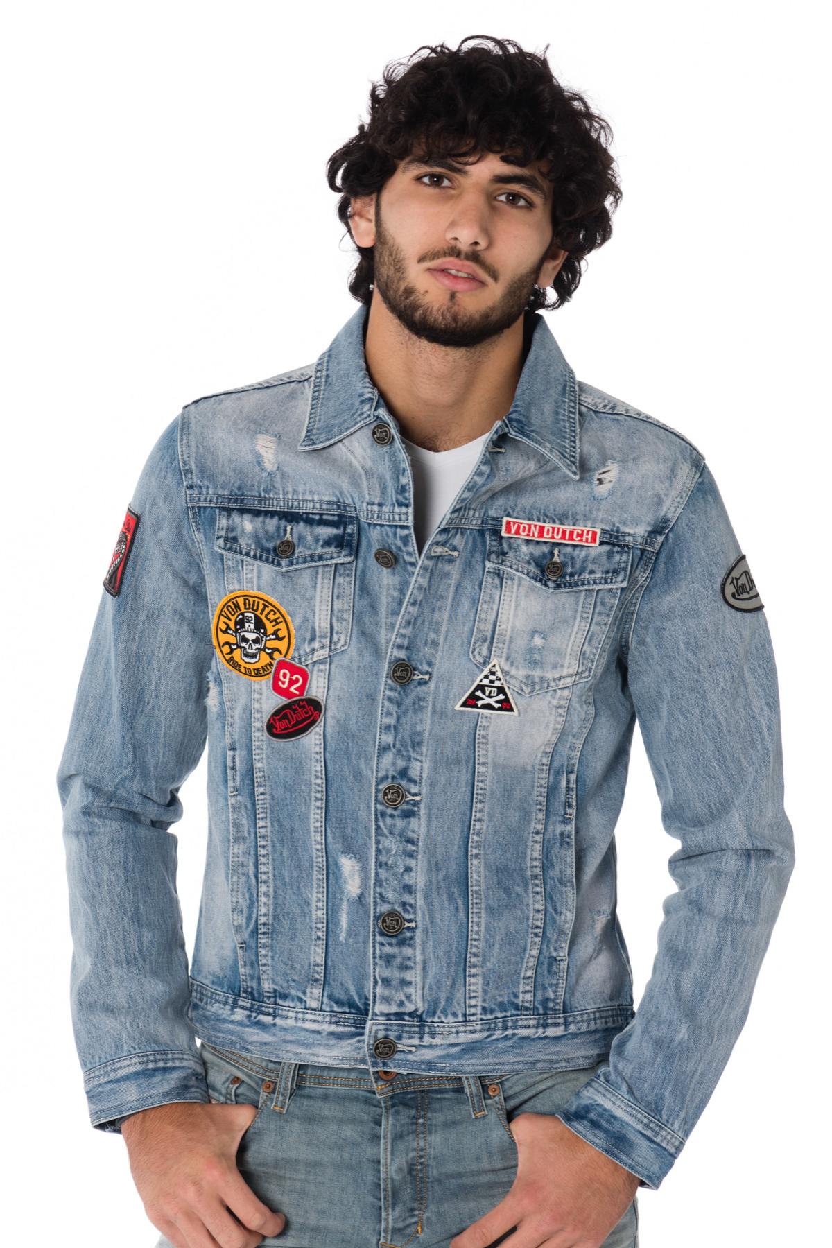 Blue denim jacket with Von Dutch patches - Image n°8
