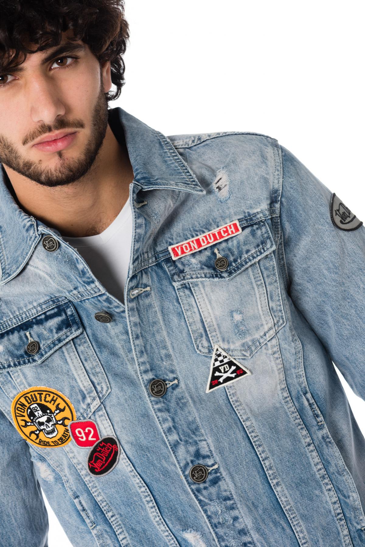 Blue denim jacket with Von Dutch patches - Image n°6
