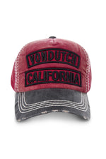 Red and gray cap with velvet look - Image n°2