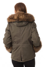 Khaki cotton jacket with fur - Image n°5