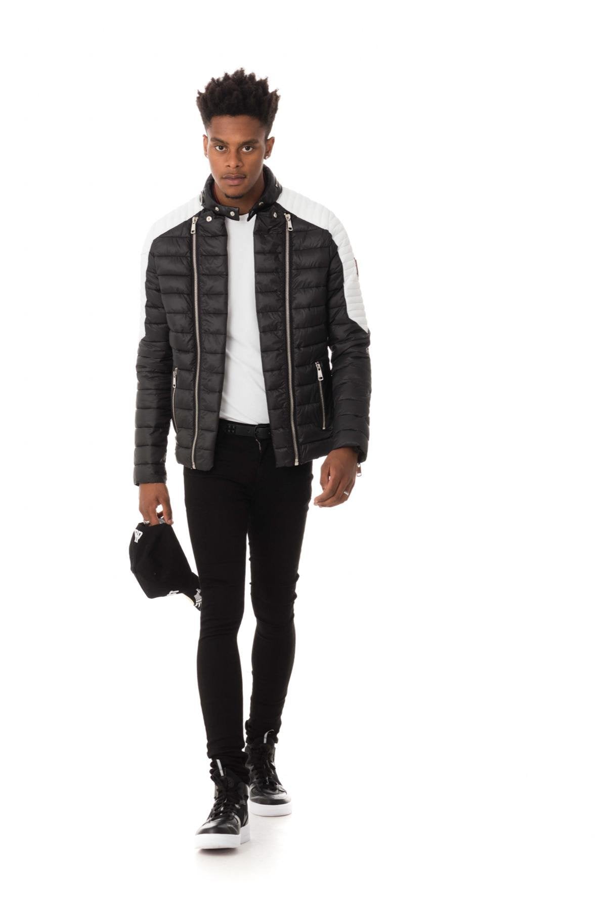 Black and white mid-season jacket - Image n°2