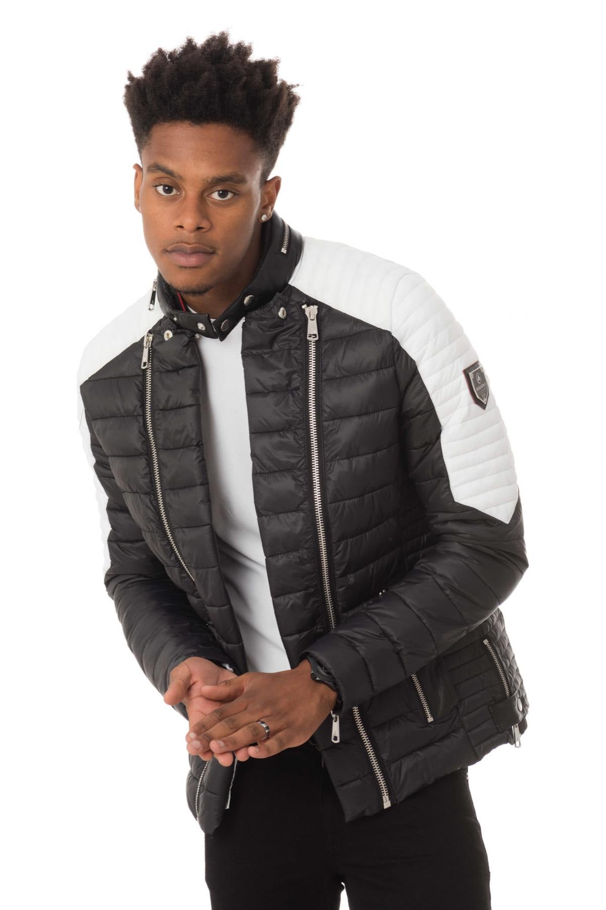Black and white mid-season jacket - Image n°1
