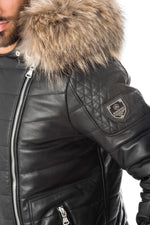 Lambskin down jacket with fur - Image n°8