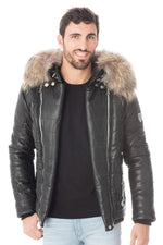 Lambskin down jacket with fur - Image n°3