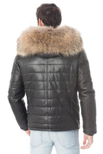 Lambskin down jacket with fur - Image n°7
