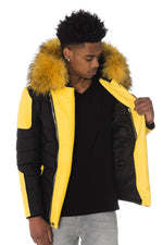Horspist yellow and black down jacket with yellow fur - Image n°5