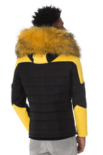 Horspist yellow and black down jacket with yellow fur - Image n°6