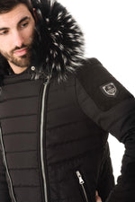 Horspist black nylon and suede down jacket for Men - Image n°7