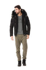 Horspist black nylon and suede down jacket for Men - Image n°2