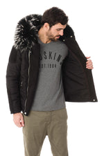 Horspist black nylon and suede down jacket for Men - Image n°5