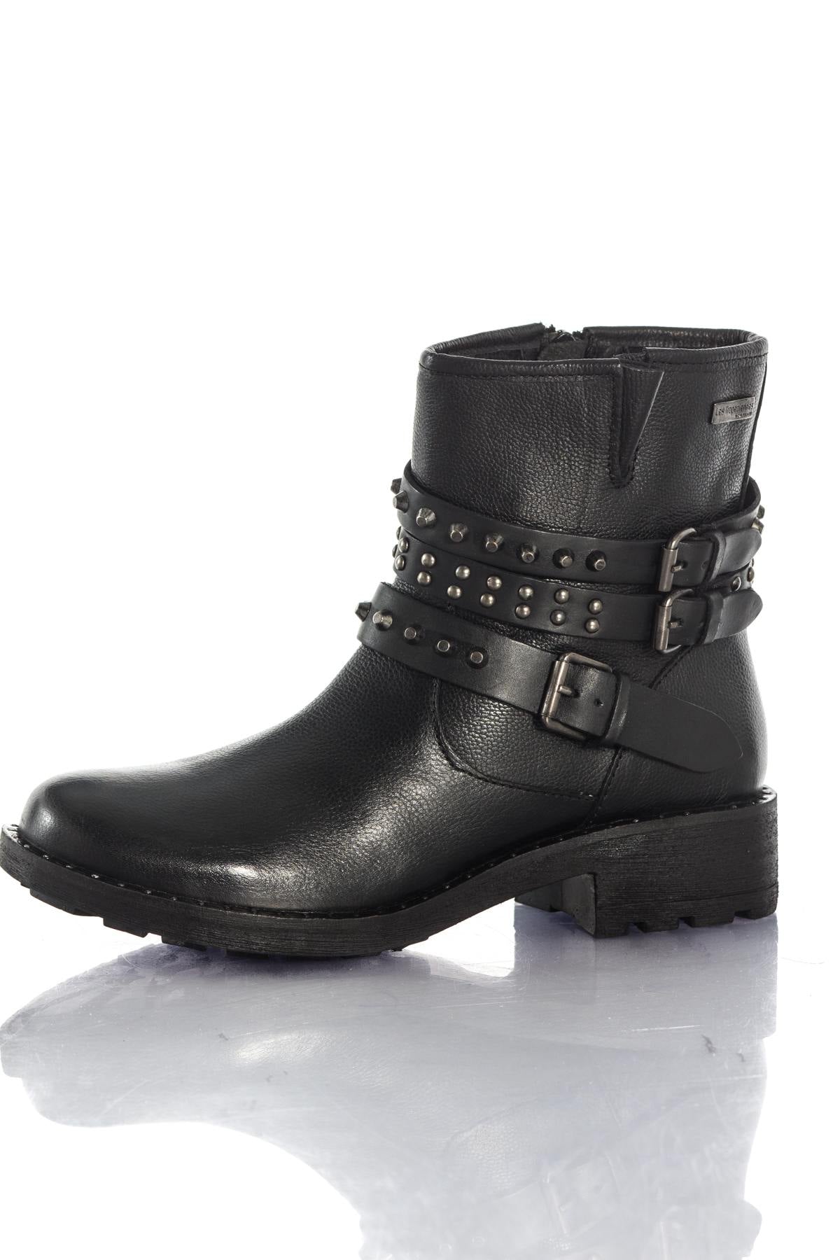 Low studded black leather boots - Image n°7