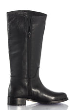 Women's riding boots in black grained leather - Image n°2