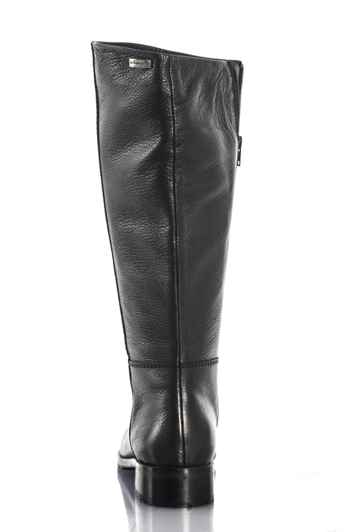 Women's riding boots in black grained leather - Image n°5