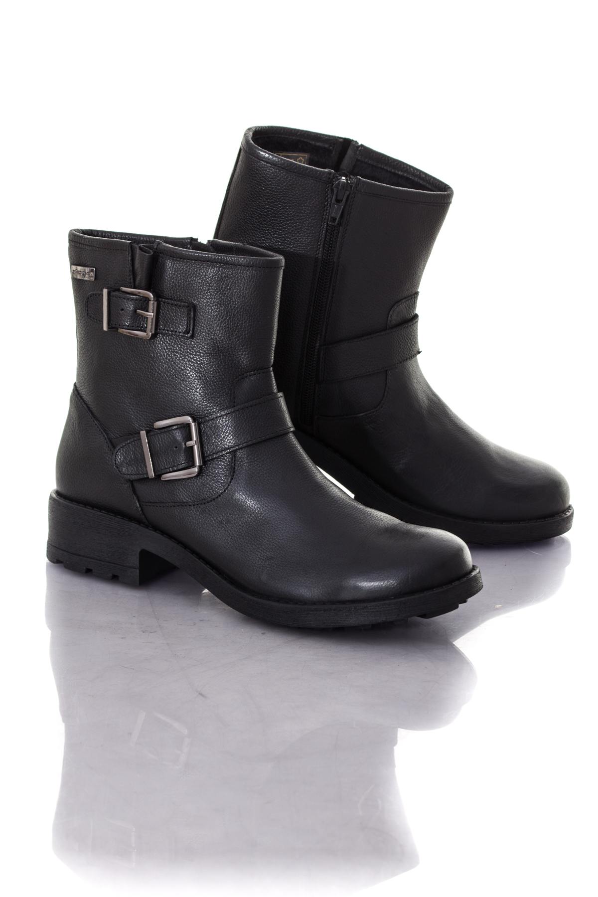 Black leather biker boots - Image n°1