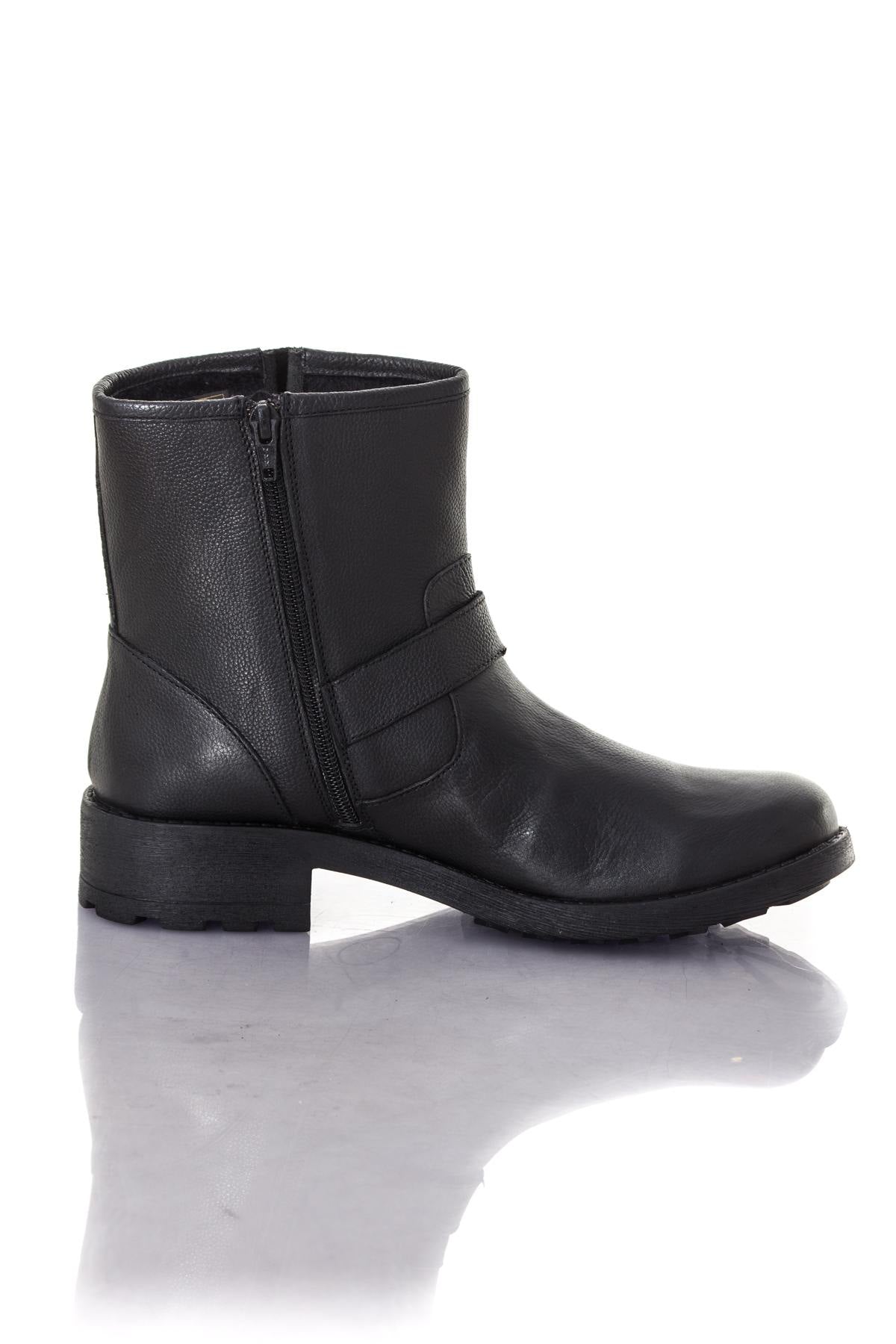 Black leather biker boots - Image n°2
